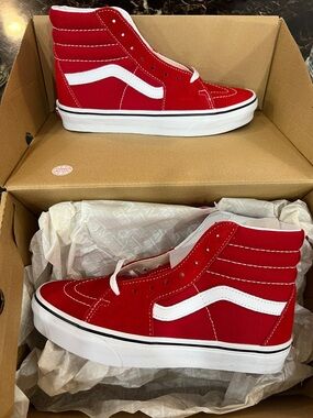 Women’s Vans Sk8-Hi High Top Sneakers - Red/White